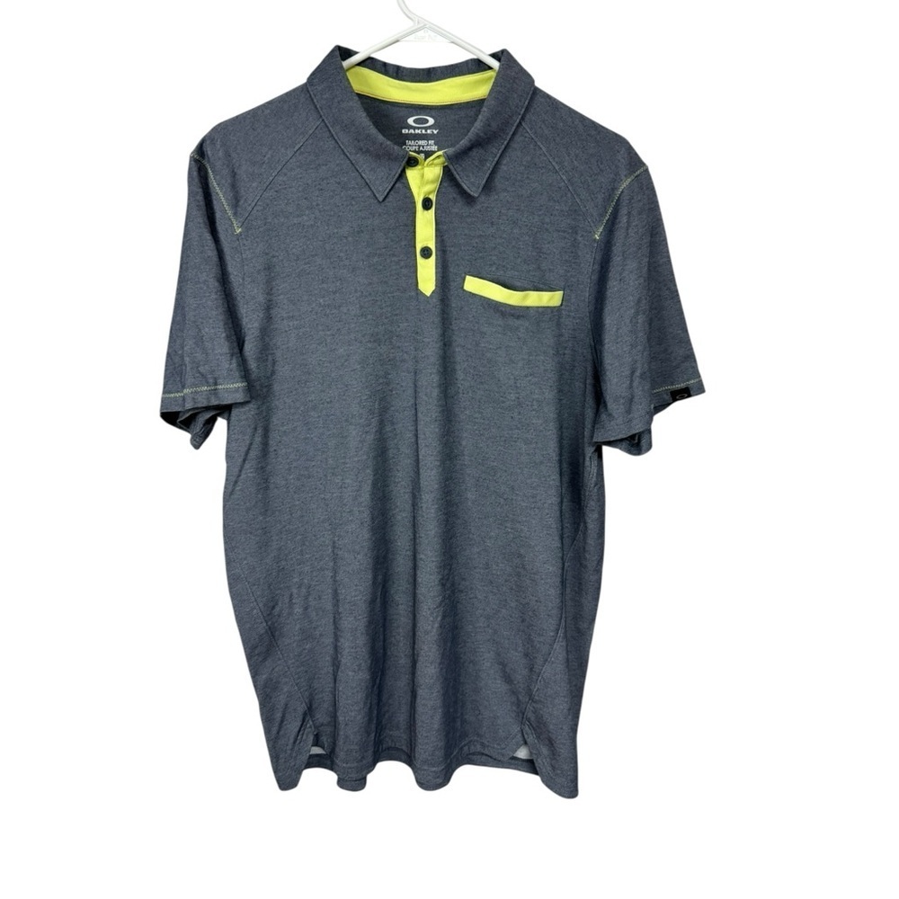 Oakley Navy Yellow Tailored Polo Shirt Large